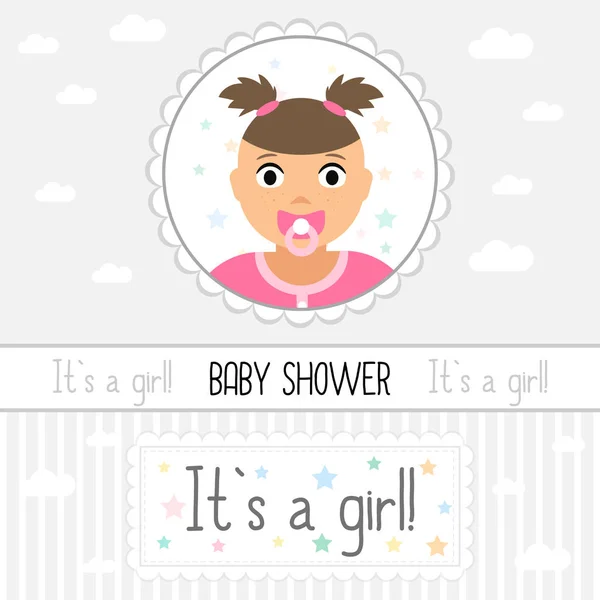 Ντους Μωρών Είναι Ένα Κορίτσι Μωρό Γεννήθηκε Γιορτή Εικονογράφηση Διάνυσμα — Διανυσματικό Αρχείο