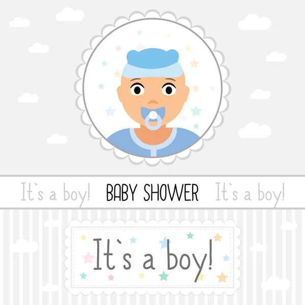 Baby Zuhanyzó Egy Fiú Baba Született Ünnepe Baby Boy Vektor — Stock Vector