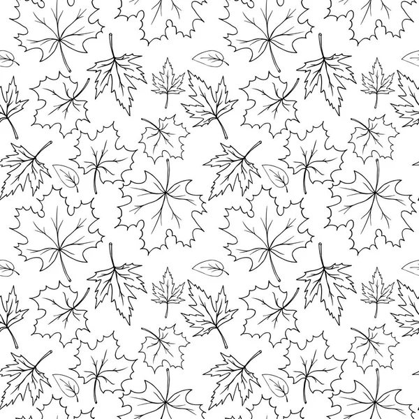 Otoño Caída Hojas Patrón Dibujado Mano Estilo Bosquejado Ilustraciones Vectoriales — Vector de stock