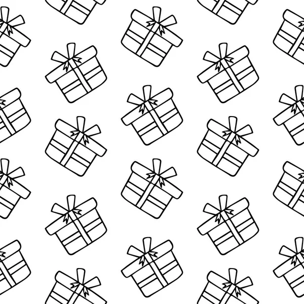 Handgezeichnete Festliche Muster Mit Weihnachtsgeschenken Geschenken Vektorillustration — Stockvektor