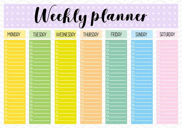 Weekly Planner Printable Page Note Book — Stock Vector