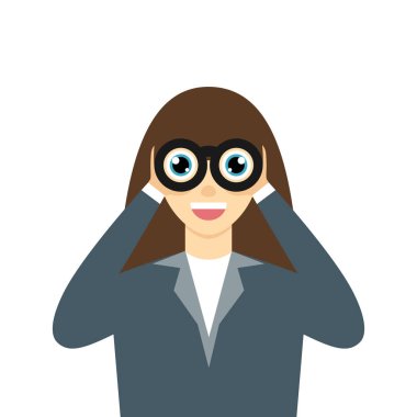  Kadın dürbün vektör çizim ile.