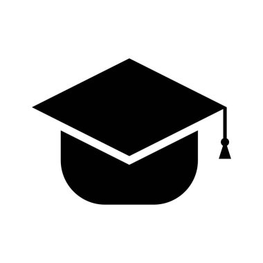 Bilgisayar ekranı, düz simgesi, vektör çizim öğrencilerin şapkası ile öğrenci.