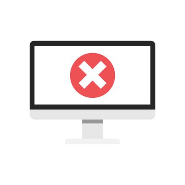 Bilgisayar ekranında işareti çapraz. 