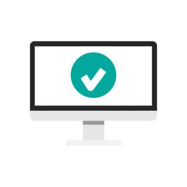  Bilgisayar ekranında onay işareti. Geçerli simge. 