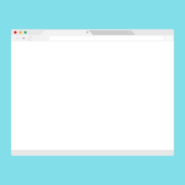 Internet tarayıcı penceresi/sayfa, düz tasarım açın. Basit web sayfası, vektör çizim. 