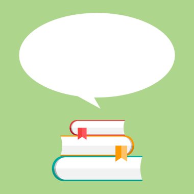 Konuşma balonu kitaplarla. Vektör çizim. Kavram eğitim ve okul için. 