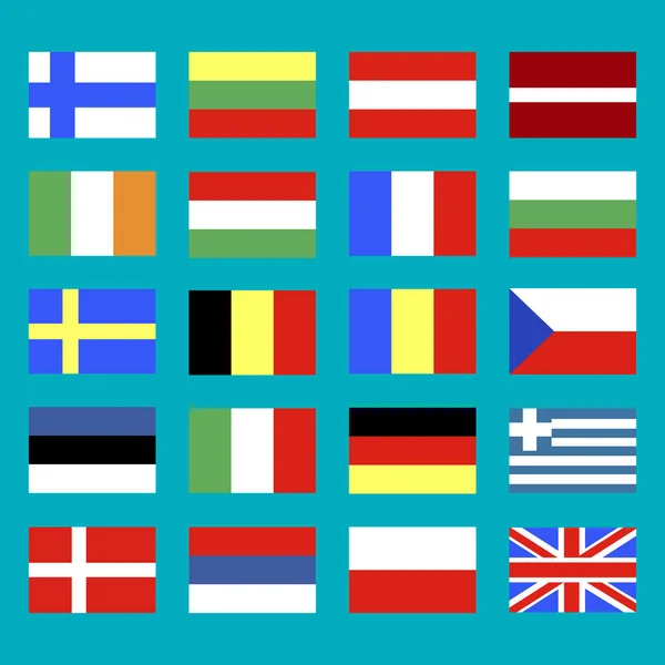 Farklı Ülkelerin Bayrakları Illüstrasyon Vektör — Stok Vektör