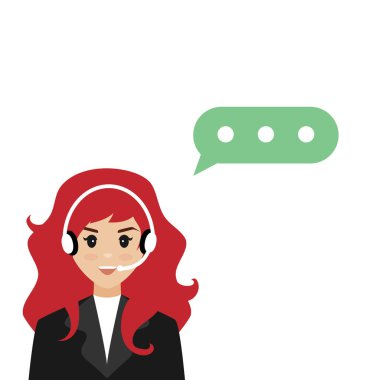  Kulaklık ve mikrofon çağrı merkezinde çalışan kız. Çağrı merkezi ve teknik destek. 