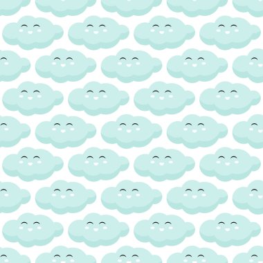 Yüzler, duygular, seamless modeli ile şirin bulutlar