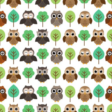 Baykuşlar desen. Farklı baykuşlar karakterler, seamless modeli.