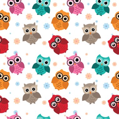 Baykuşlar desen. Farklı baykuşlar karakterler, seamless modeli.