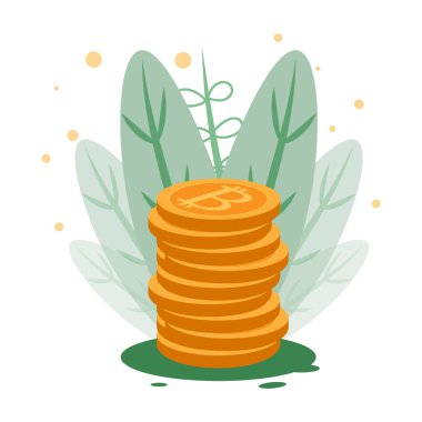 Beyaz arka plan üzerinde izole Bitcoins vektör Illustration. Kavramı para, yatırım ve yeni iş fikirleri