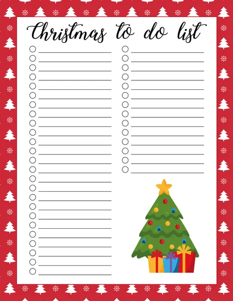 Weihnachten List Planer Vorbereitung Auf Die Winterferien Und Feiern — Stockvektor