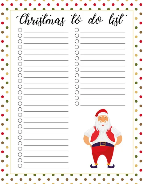 Christmas List Planner Preparation Winter Holidays Celebration — Stock Vector