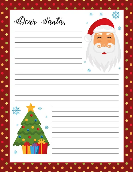 Brief Den Weihnachtsmann Druckbare Seite Mit Weihnachtsmann Illustration — Stockvektor