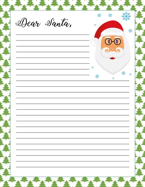 Letter Santa Printable Page Santa Claus Illustration — Stock Vector