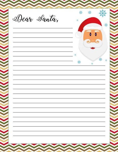Letter Santa Printable Page Santa Claus Illustration — Stock Vector