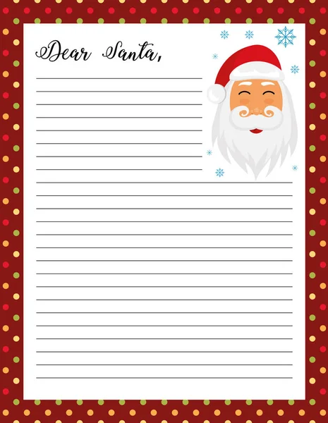 Lettera Alla Pagina Stampabile Babbo Natale Con Illustrazione Babbo Natale — Vettoriale Stock