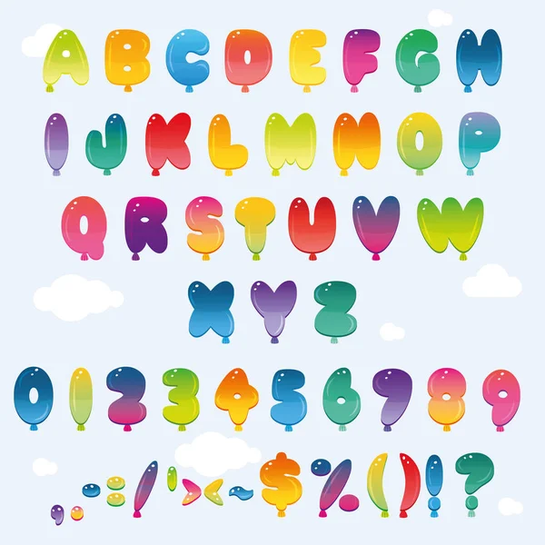 Balloon Font Bright Gradients — Stock Vector