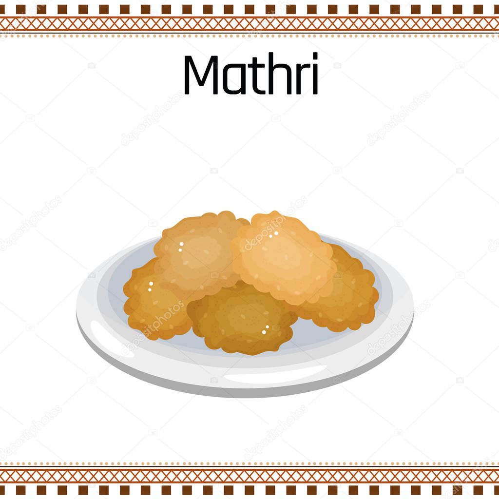 Mathri, traditional Indian food, vector illustration