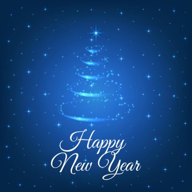 Parlayan kar taneleri arka plan ile soyut Noel ağacı. Vektör çizim.