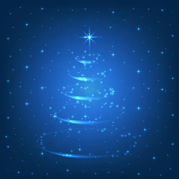 Abstract Kerstboom Met Glimmende Sneeuwvlokken Achtergrond Vectorillustratie — Stockvector