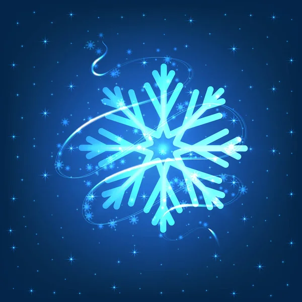 Abstract Snowflake Shining Background Christmas Greeting Winter Time Vector Illustration — Stock Vector