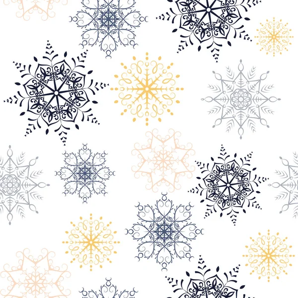 Flocons Neige Motif Sans Couture Flocons Neige Décoratifs Ornementaux Doux — Image vectorielle