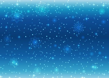 Soyut parlak Noel, Festival arka plan, kar, sparkles ve mavi arka plan üzerinde parlayan öğeleri. Parlayan kar taneleri.