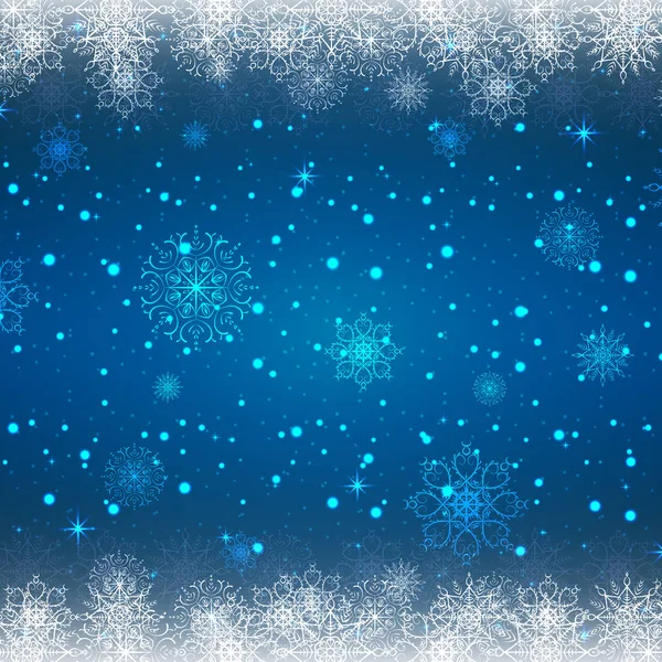 Abstract Glowing Christmas Festive Background Snow Sparkles Glowing Snowflakes Blue — Stock Vector