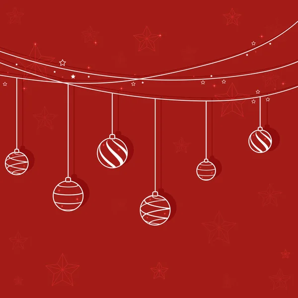 Abstract Kerstmis Achtergrond Met Rode Kerst Ornamenten Sparkles Sterren — Stockvector