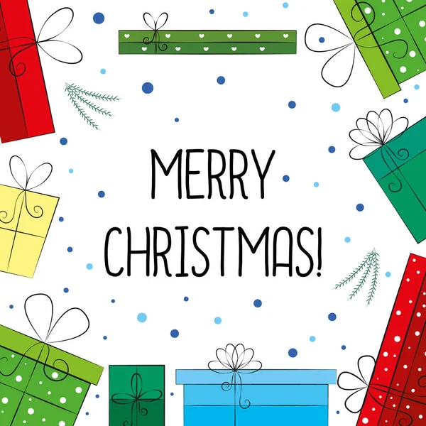Joyeux Vœux Noël Souhaitant Une Heureuse Illustration Vectorielle Nouvel Cadeaux — Image vectorielle