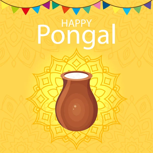Happy Pongal Festival Background Template Vector Illustration — Stock Vector