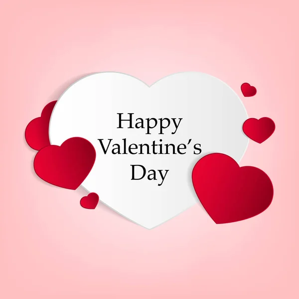 Feliz Día San Valentín Ilustración Del Vector Cardíaco Estilo Corte — Vector de stock
