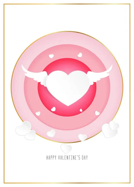 Hjerte Med Vinger Symbol Kjærlighet Papirkutt Valentinsdag Gratulasjonskort Reklame Vektorbelysning – stockvektor