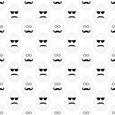 Paskalya hipster desen, vektör çizim, yumurta farklı retro gözlük ve bıyık. 
