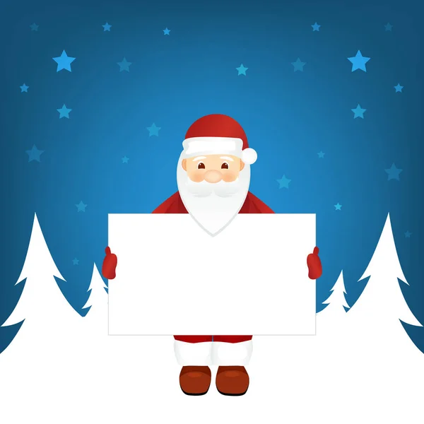 Papai Noel Paisagem Inverno Noite Silenciosa Com Estrelas Vector Illustration — Vetor de Stock