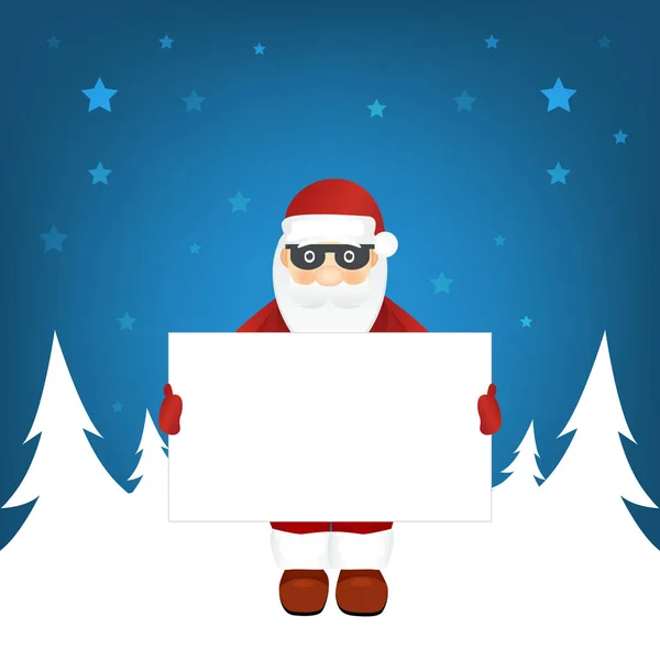 Père Noël Secret Paysage Hivernal Nuit Silencieuse Avec Des Étoiles — Image vectorielle