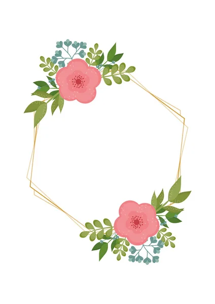 Geometriska Botaniska Ram Med Blommor Trendiga Vektorillustration Prydnad Koncept Plats — Stock vektor