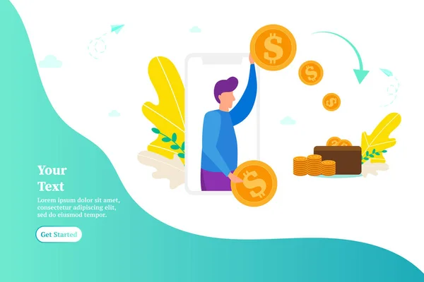 Man Gives Money Pays Work Concept Donations Giving Money Vector — Stock Vector