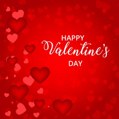 Sevgililer günün kutlu olsun. Kalpler ile soyut arka plan, bokeh. Kırmızı şenlikli vektör illüstrasyon.