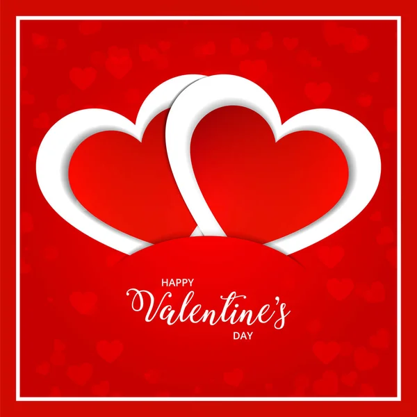 Día San Valentín Tarjeta Felicitación Corazón Cortado Papel Corazones Rojos — Vector de stock