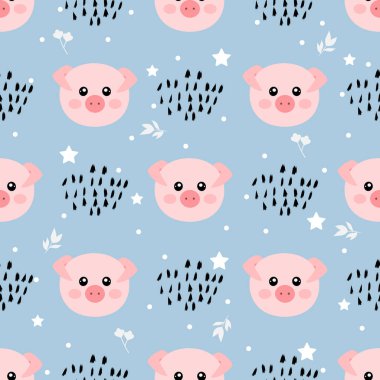 Çizgi film domuz seamless modeli