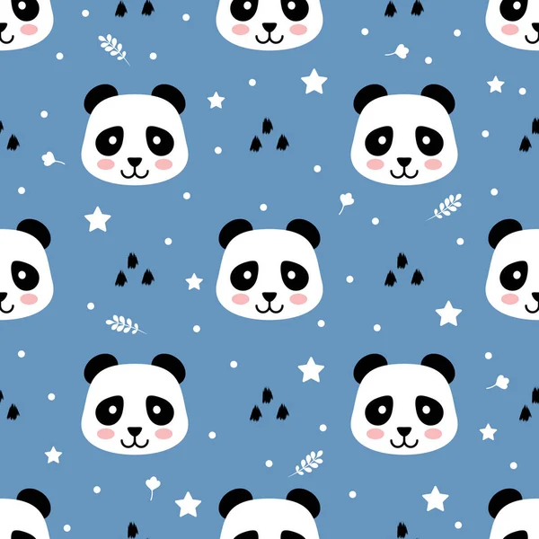 Dessin Animé Panda Motif Sans Couture — Image vectorielle