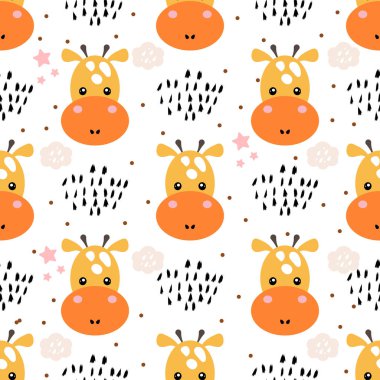 Zürafa seamless modeli, çocukça Yazdır, vektör çizim