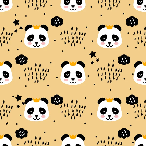 Panda Seamless Modeli Çocukça Yazdır Vektör Çizim — Stok Vektör