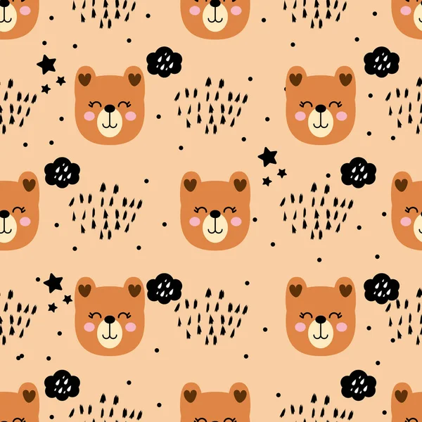 Bear Seamless Pattern Childish Print Vector Illustratio — Stock Vector