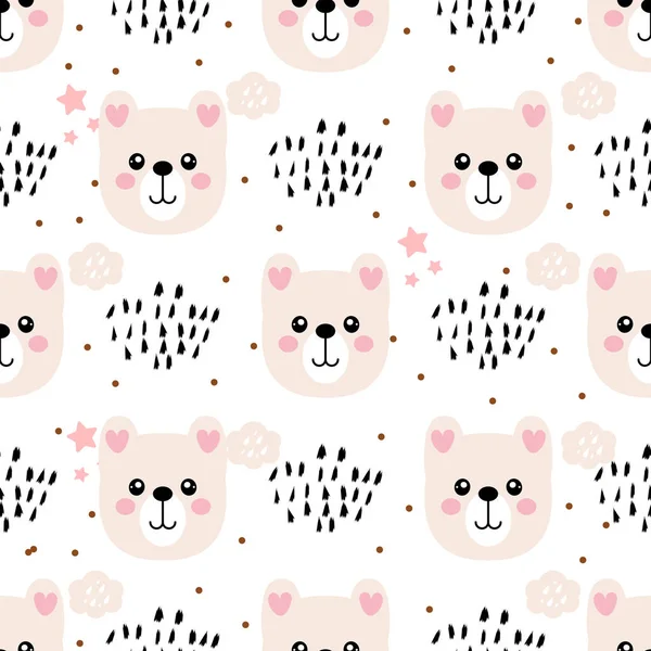 Bear Seamless Pattern Childish Print Vector Illustratio — Stock Vector
