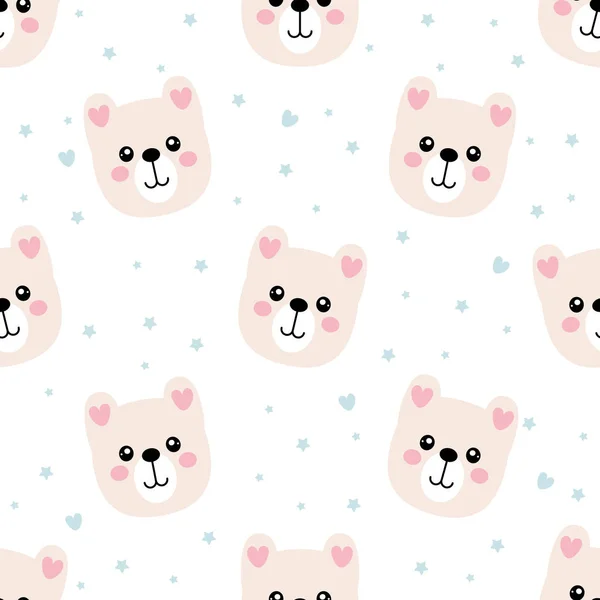 Cartoon Cute Bear Seamless Pattern — Stock Vector